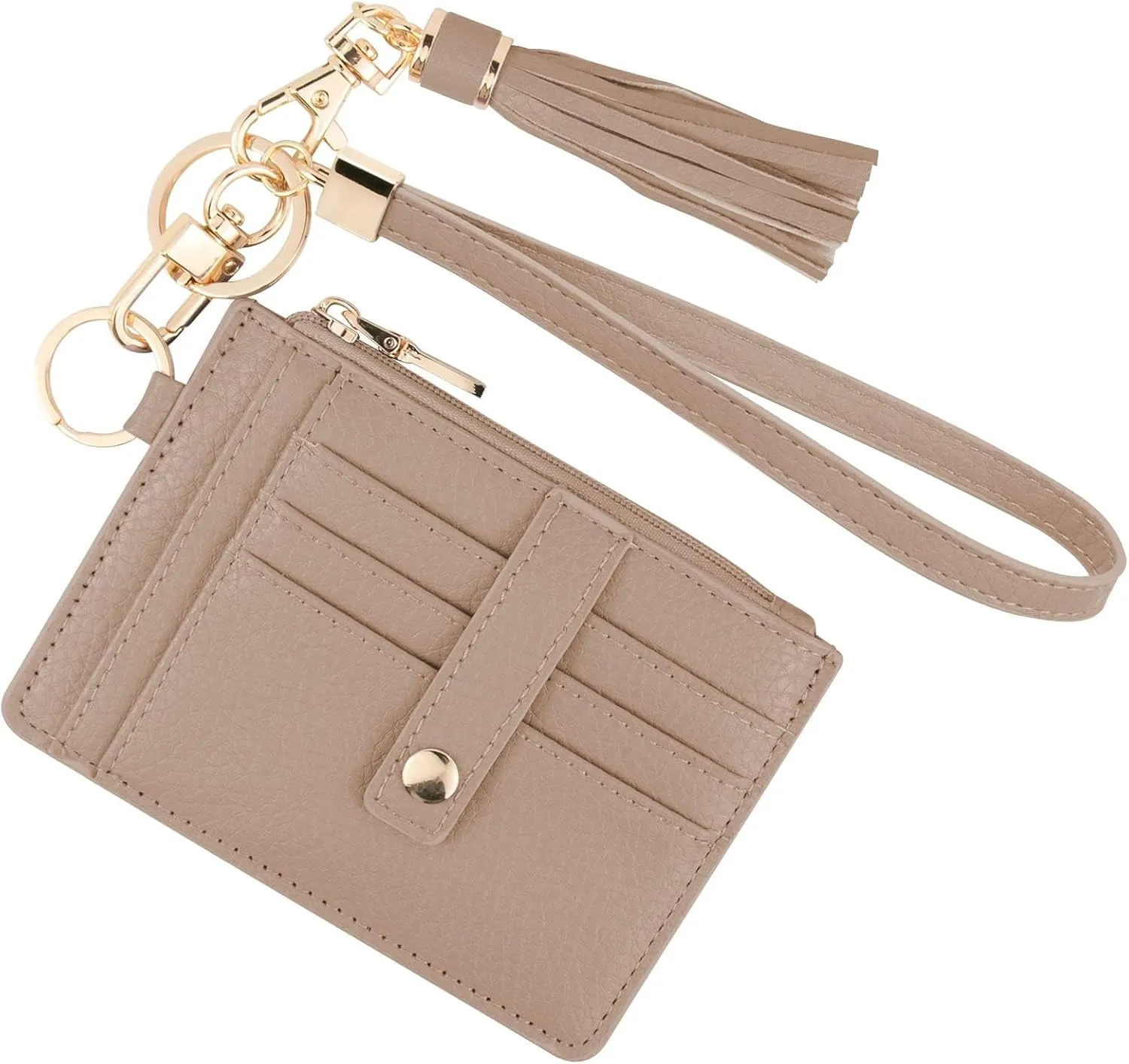 Small Wristlet Wallets for Women RFID Credit Card Holder Wallet Keychain Wristlet Wallet Credit Card Wallets for Women (Khaki)