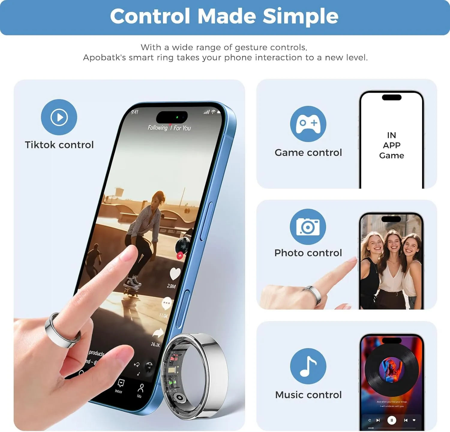 Smart Ring for Men and Women, Silver Fitness Tracker Ring with Heart Rate, Sleep Tracking, Step Counter, 170  Activity Modes, Gesture Control for Music and Video, IP68 Waterproof Siver #13