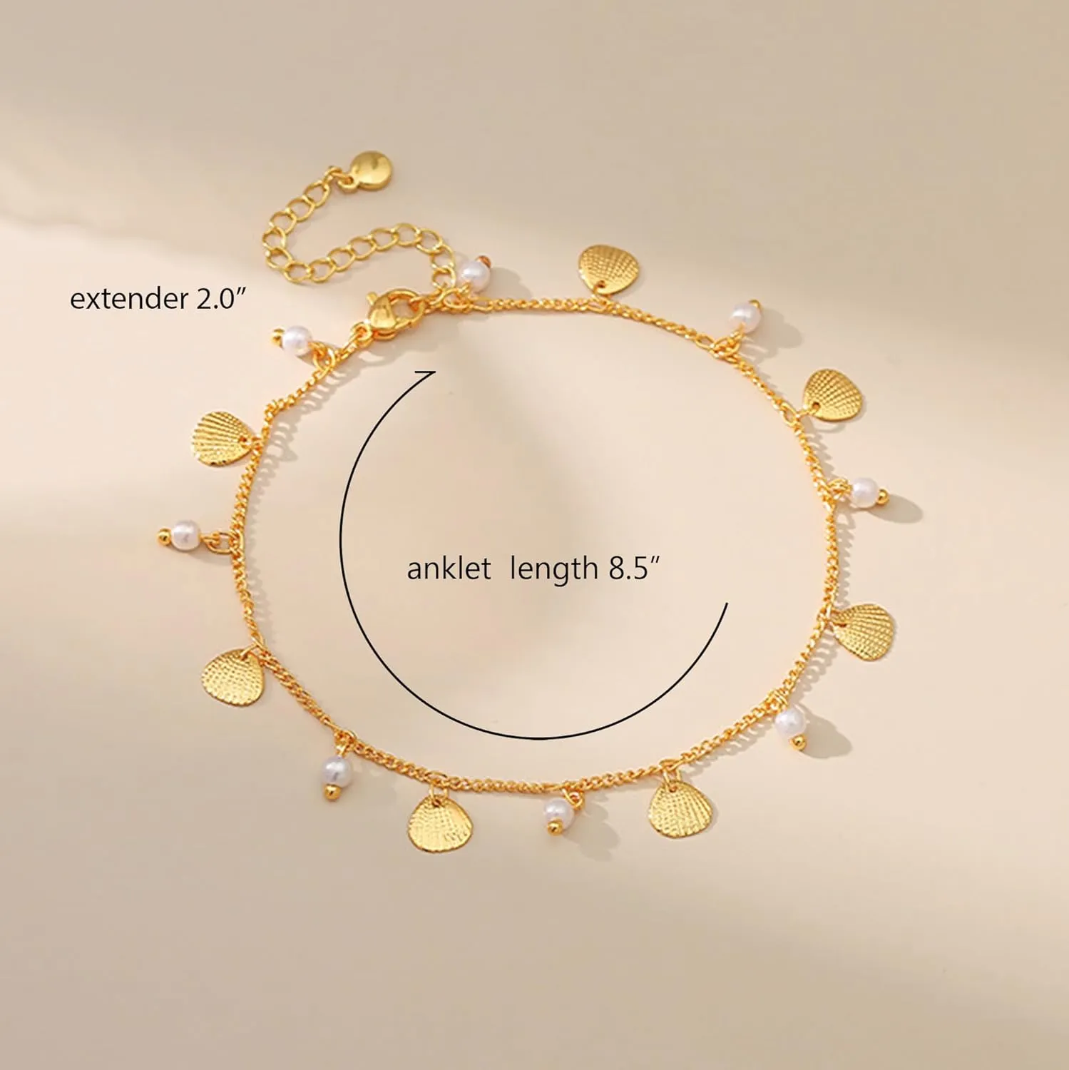 Sonateomber Gold Waterproof Ankle Bracelets for Women, Dainty Cute Adjustable Foot Non tarnish Anklets Summer Beach Jewelry Gifts