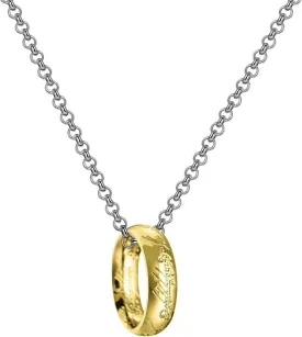 Stainless Steel Engraved Gold Ring Necklace Pendant for Women