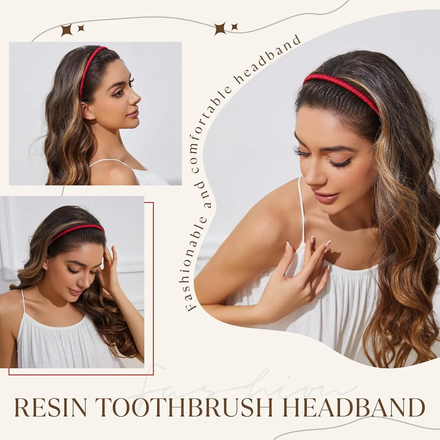 STHUAHE4PC Multicolor Protection Resin Teeth Comb Hair Hoop Hairband Headband Hair Accessories by Beauty hair (Multi-colored-No.14)