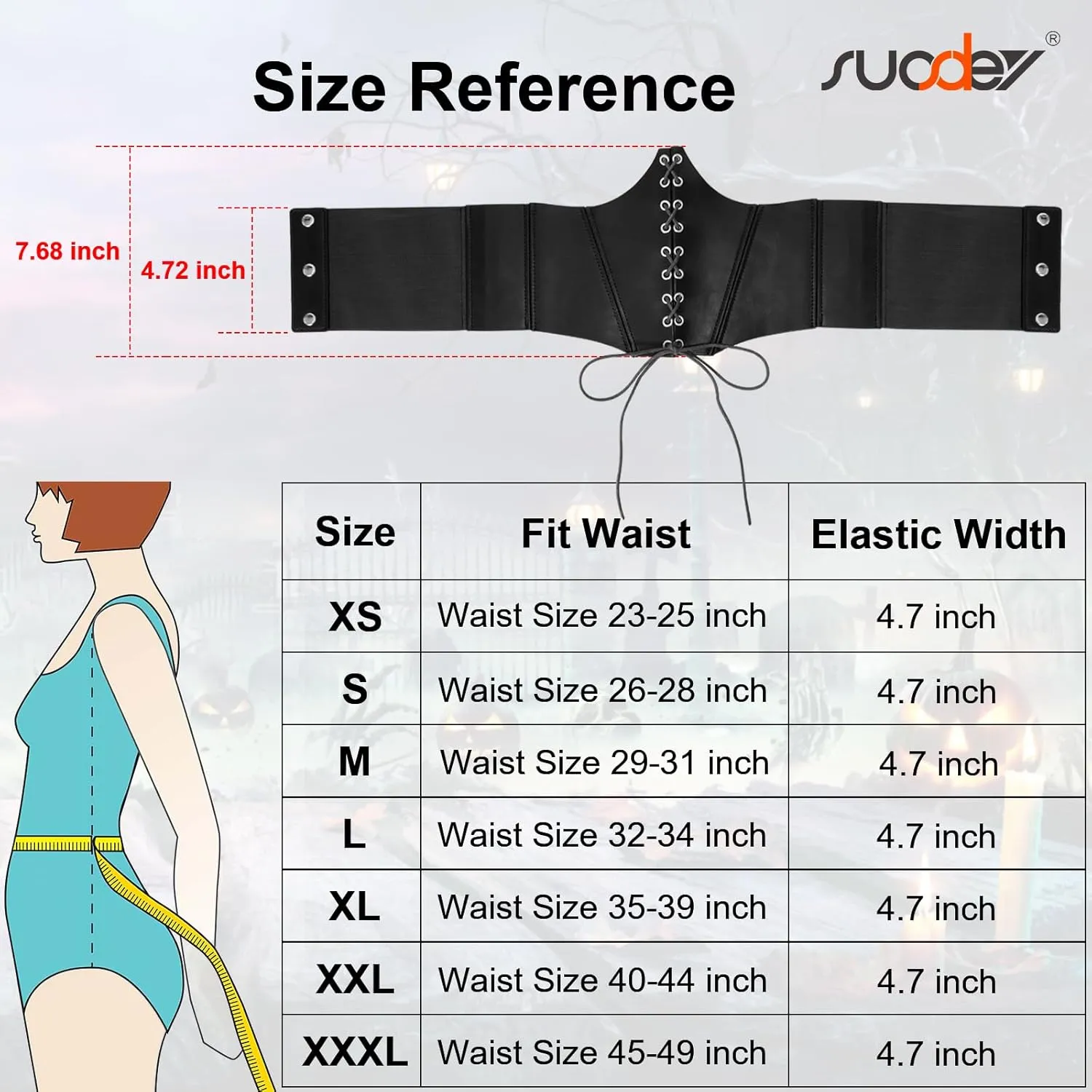 SUOSDEY Lace-up Cinch Bustiers Corset Belt for Women, Elastic Tie Waspie Wide Costume Waist Belt for Renaissance Halloween