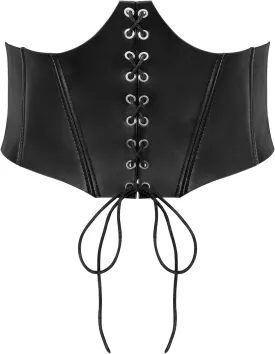 SUOSDEY Lace-up Cinch Bustiers Corset Belt for Women, Elastic Tie Waspie Wide Costume Waist Belt for Renaissance Halloween