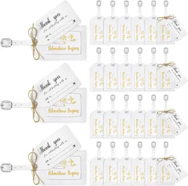 Sweetude 48 Sets Leather Luggage Tag Wedding Favors for Guest Bulk Luggage Tags with Name Card for Wedding Bridal Shower Honeymoon Travel Gift(White)