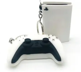 TGDPLUE PS5 Console and PS5 Controller Keychain Kits for Video Game Party Favors Pendant,Gamer Party Bags for Game Birthday Party Supplies,PVC Material-White(1.97in)