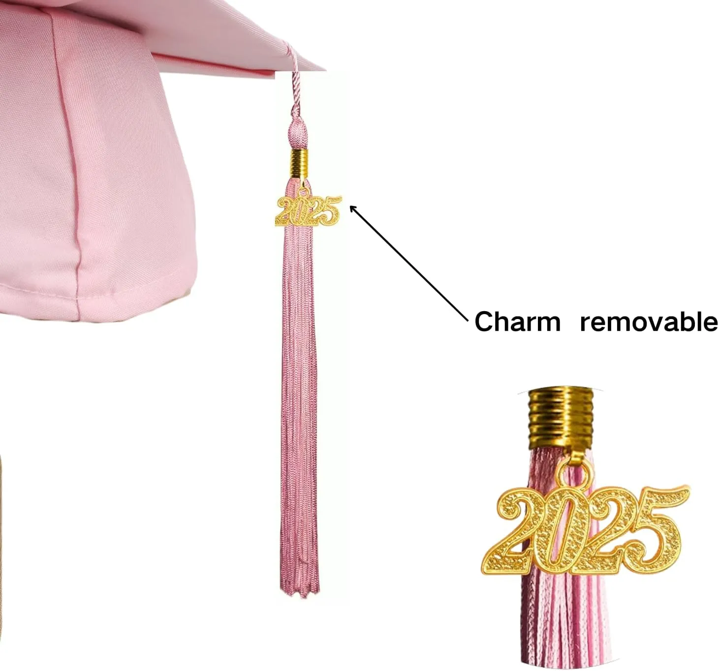 TOONRAIN Adult graduation dress and capfringe2025 year print ribbon Graduation dress set High school bachelor dress