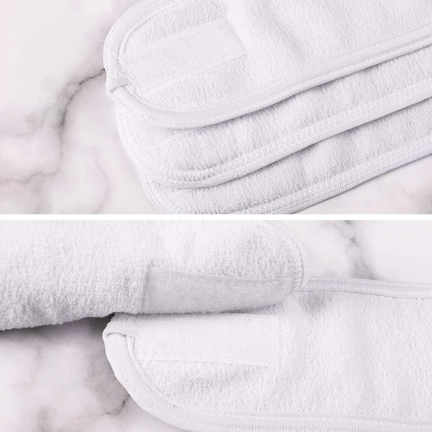 Whaline Spa Facial Headband Head Wrap Terry Cloth Headband 4 Counts Stretch Towel for Bath, Makeup and Sport (White)