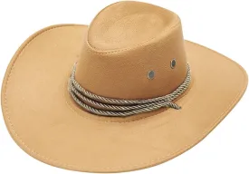 Women Men Classic Felt Wide Brim Western Cowboy Cowgirl Hat with Belt Buckle Outdoor Wide Brim Panama Hat